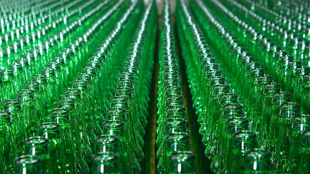 green glass bottles